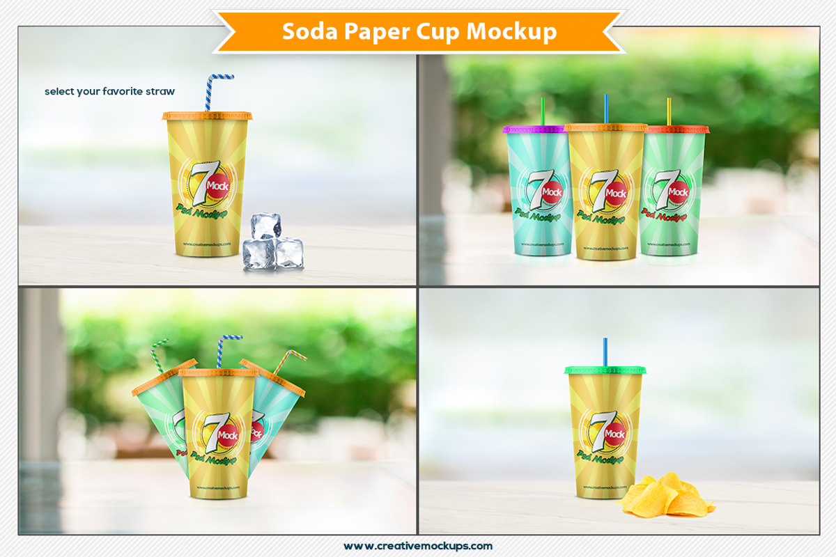 Soda Paper Cup Mockup, a Merchandise Mockup by Plus Media (Photo 2 of 6)