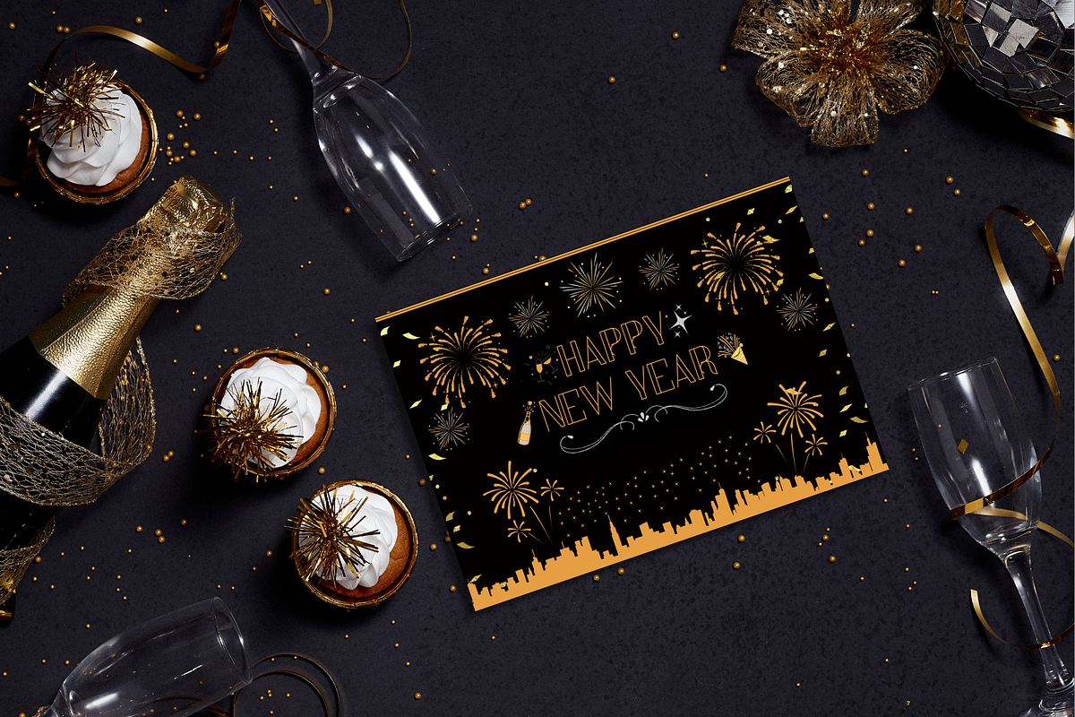 Radiant Black New Year Card | Canva, a Card Template by WynterLife Studio (Photo 3 of 6)