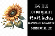 Watercolor Summer Sunflower Clipart, an Illustration by Designking (Thumbnail 3 of 4)