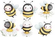 Watercolor spring bee clipart, an Illustration by Designworld (Thumbnail 2 of 5)