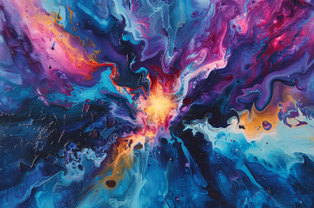 This vibrant artwork features swirli, a Photo by Tanuart