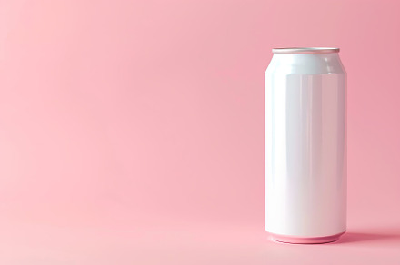 Blank aluminum can on pink background, a Food & Drink Photo by AlyaAnd