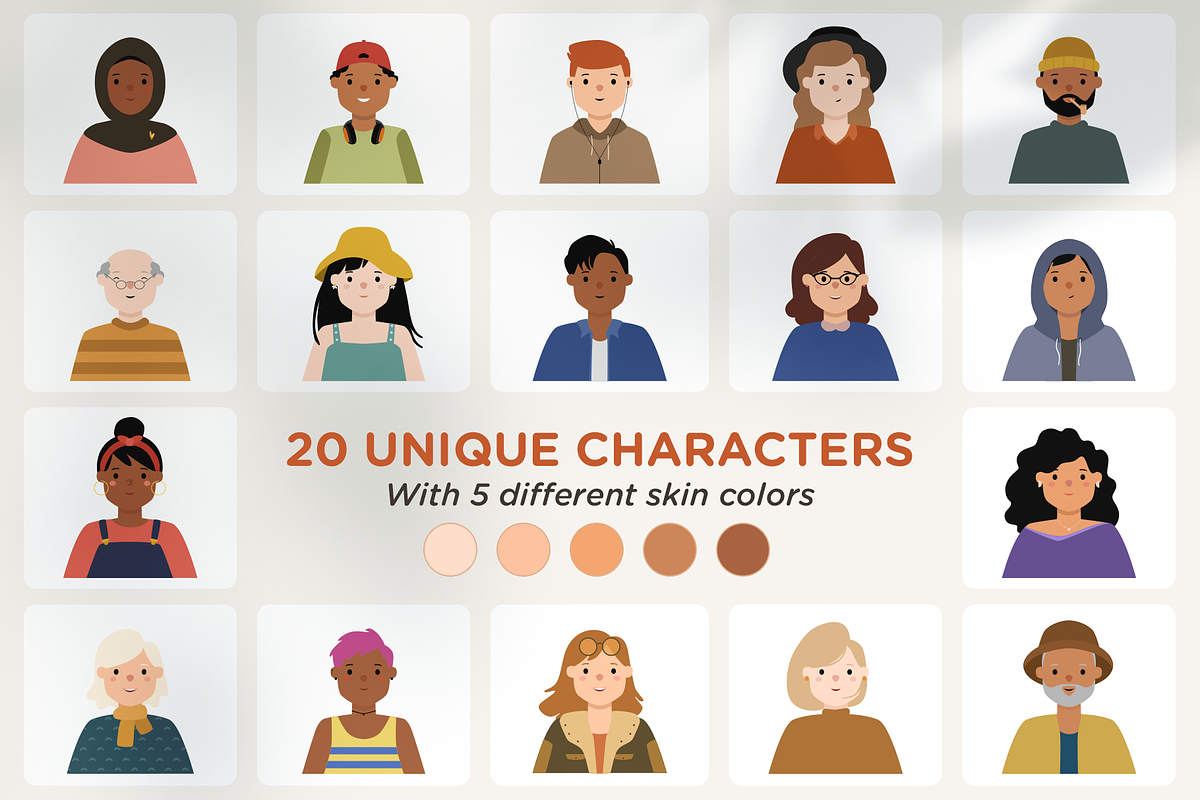 Diversity 100 Vector Avatar Pack V2, an Illustration by Telllu & Friends (Photo 2 of 4)