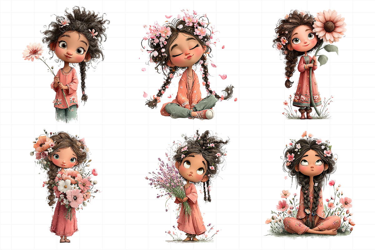 Floral Girl with Braids PNG Clipart, an Illustration by Daily.Designs (Photo 5 of 7)