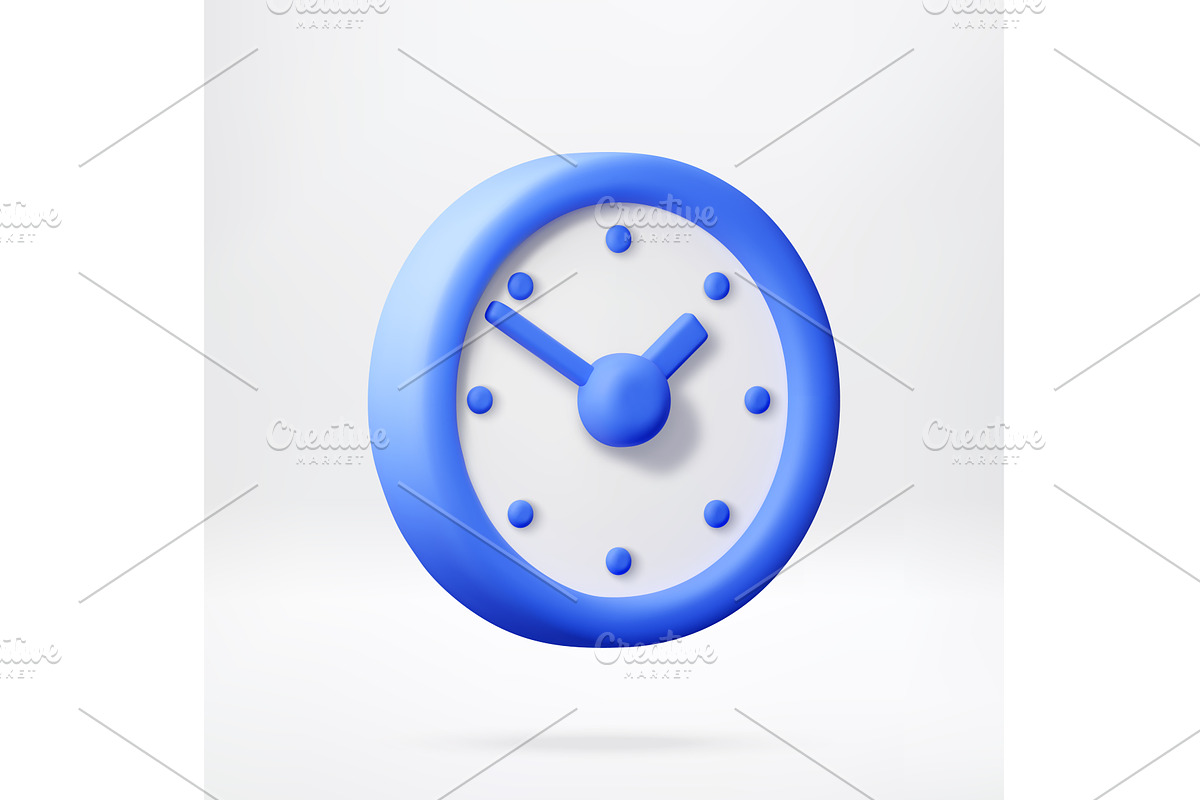Blue wall clock 3d icon., an Object Illustration by Abscent