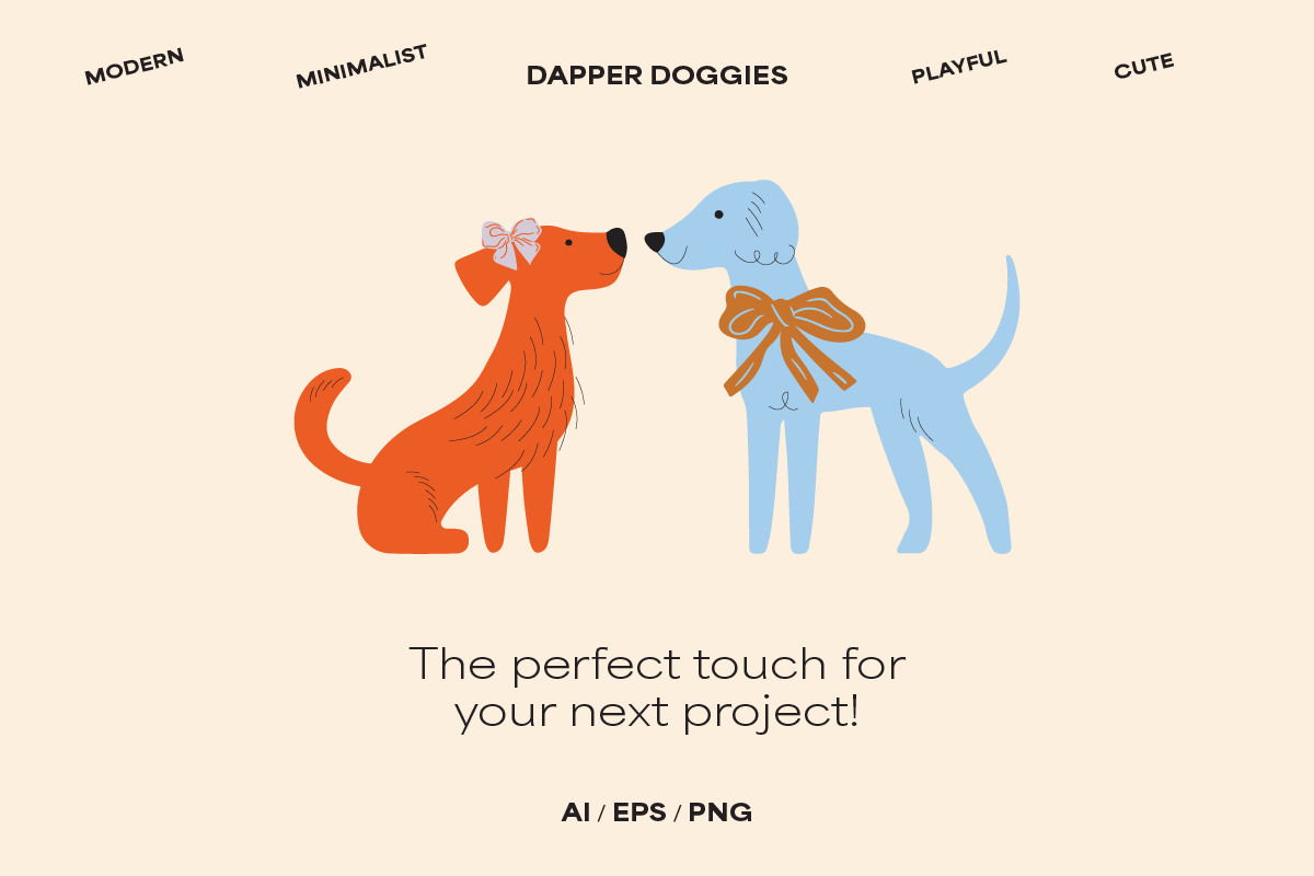Dogs & Bows Illustration Set, an Animal Illustration by Sarah Baker (Photo 5 of 6)