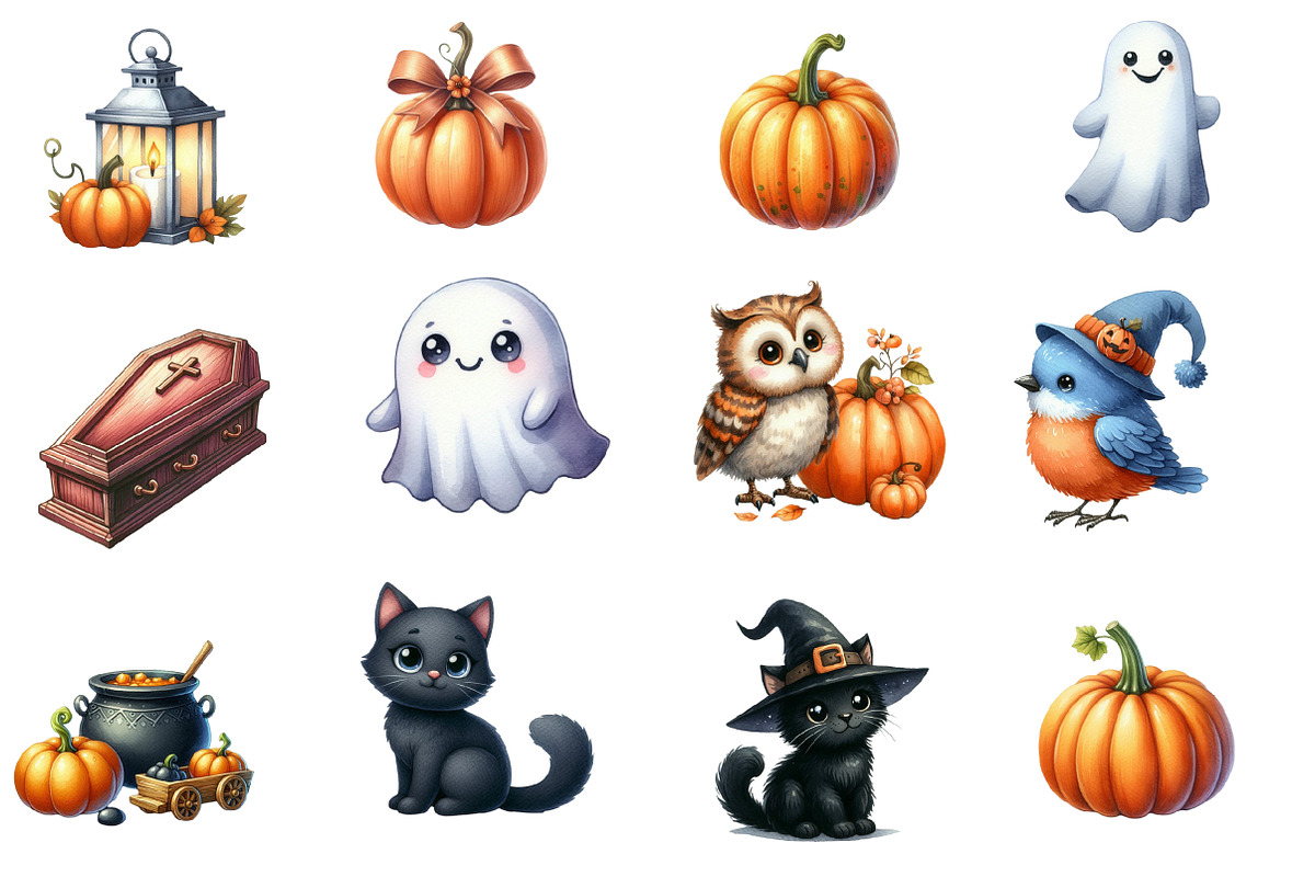 Kawaii Halloween Clipart Bundle, an Illustration by Designworld (Photo 2 of 5)