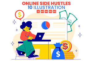 10 Online Side Hustles Illustration, a Finance Illustration by denayunebgt