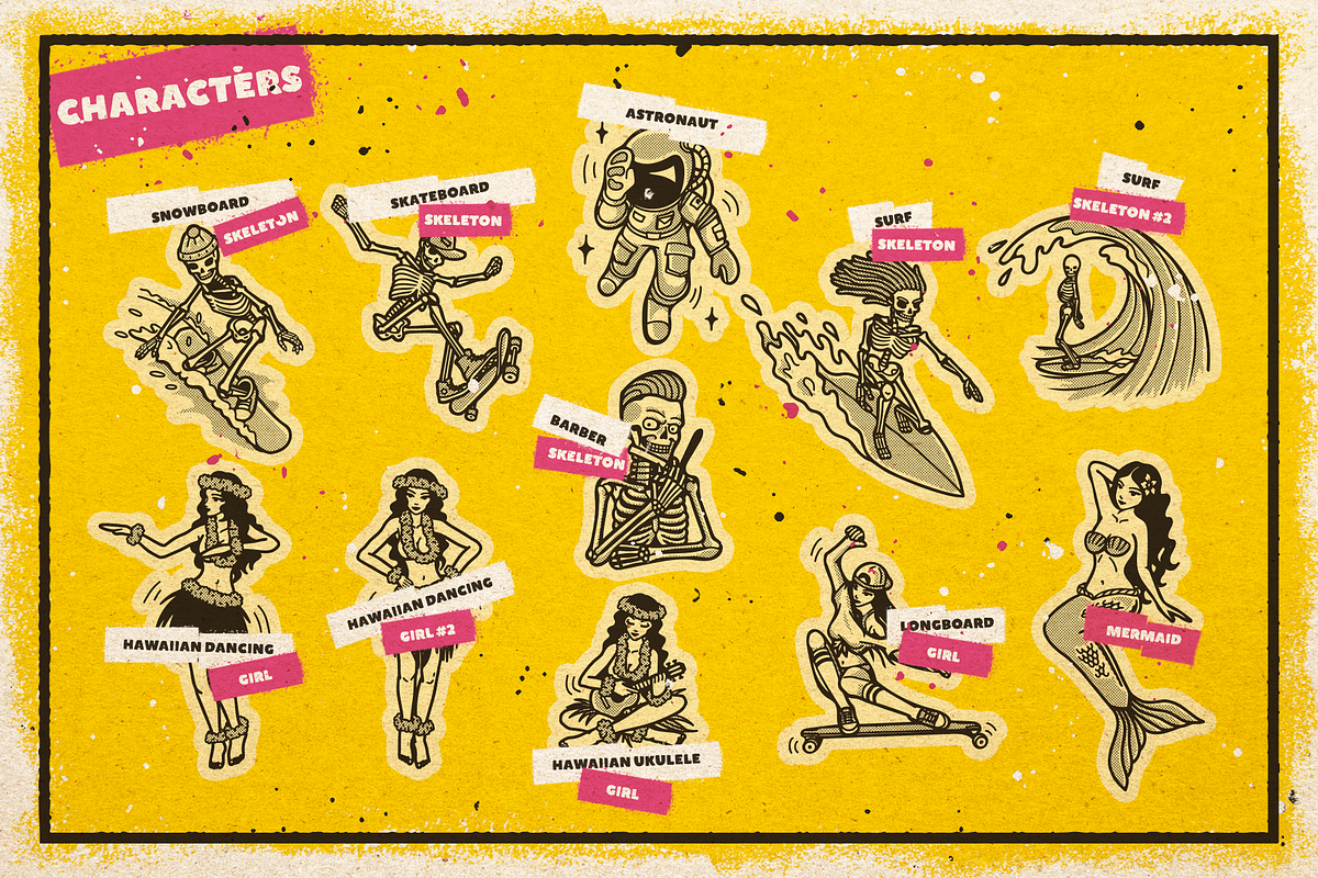 Old School Illustration Set, an Object Illustration by Vintage Voyage Supply (Photo 10 of 14)