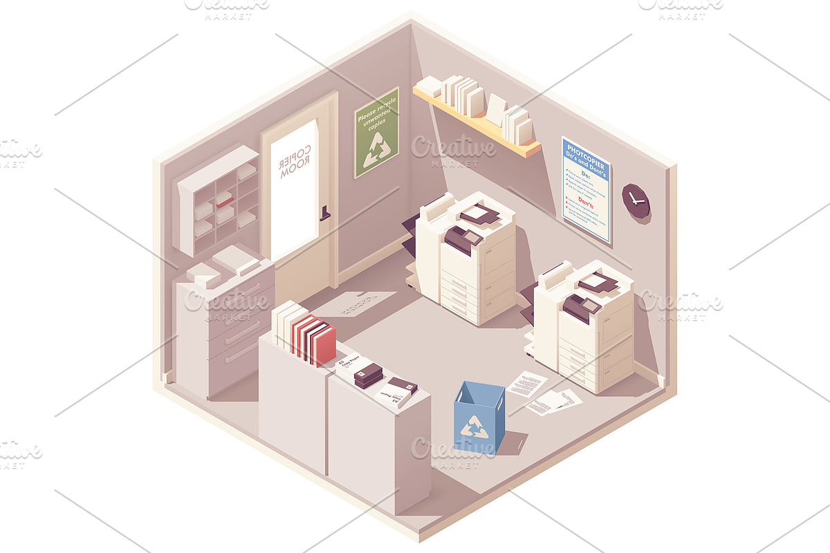 Vector isometric office interiors, a Work Illustration by tele52 (Photo 11 of 17)