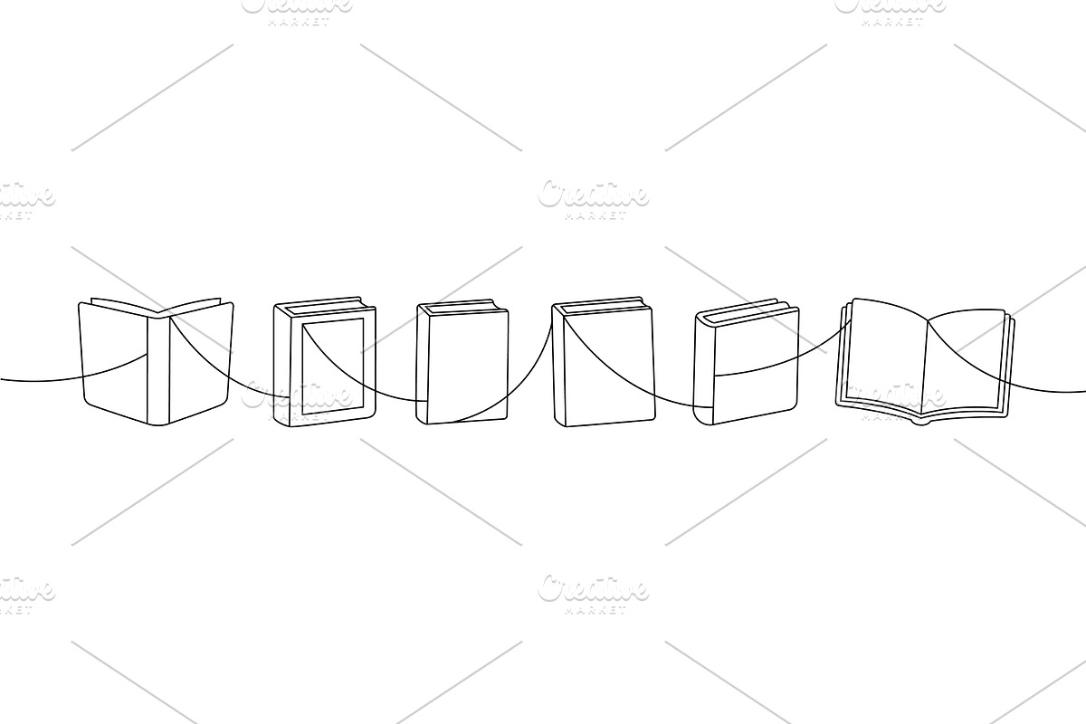 Stacked books in a one line. Minimal, an Education Illustration by GraphiShop