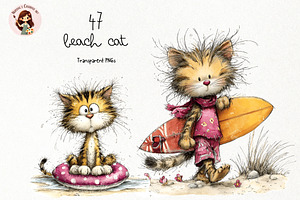 Beach Cat PNG Clipart Watercolor, a Seasonal Illustration by Nicolle's Colorful Art