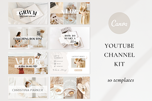 Beige YouTube Branding Kit, a Social Media Template by ShopRShop