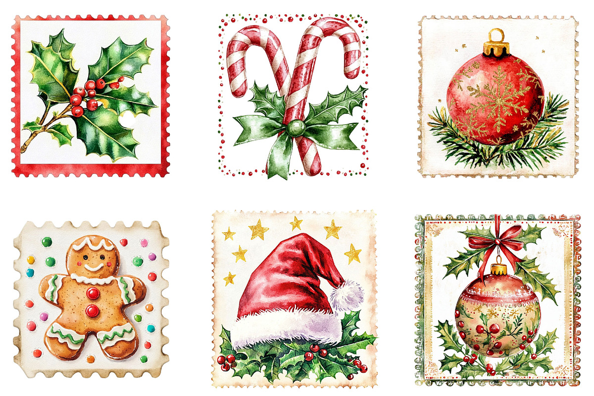 Christmas Stamp Collection, a Seasonal Illustration by Designking (Photo 3 of 3)