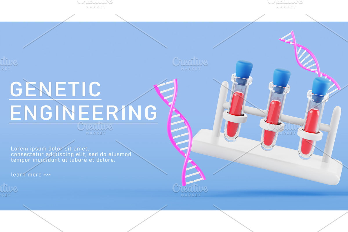 3d genetic engineering banner, a Healthcare Illustration by Marozhkastudio