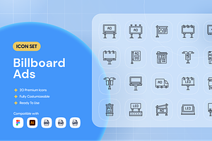 Outline Billboard Ads Icon Set, an Outline Icon by Nathaya Studio