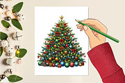 Christmas  Tree Sublimation Clipart, a Work Illustration by Craft Nest (Thumbnail 2 of 5)