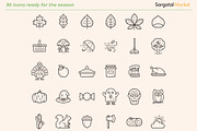 Autumn and Leaves Outline Icons, an Outline Icon by Sargatal (Thumbnail 2 of 4)
