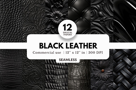 12 Black Leather Texture Patterns, a Texture Graphic by NorthWindPixels