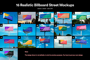 16 Billboard Street Mockups - PSD