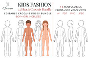 Kids Fashion Croquis Bundle, a Person Illustration by Shorena Fashion Draws (Thumbnail 1 of 13)