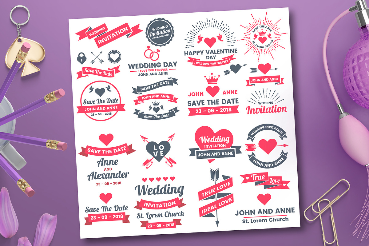 43 WEDDING VINTAGE BADGE & RIBBON, an Invitation Template by Toonsteb (Photo 5 of 14)