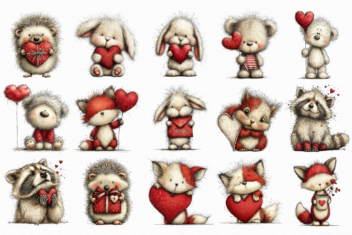 Cute Valentine Forest Animals Clipar, an Illustration by Libby Wishes (Photo 2 of 7)