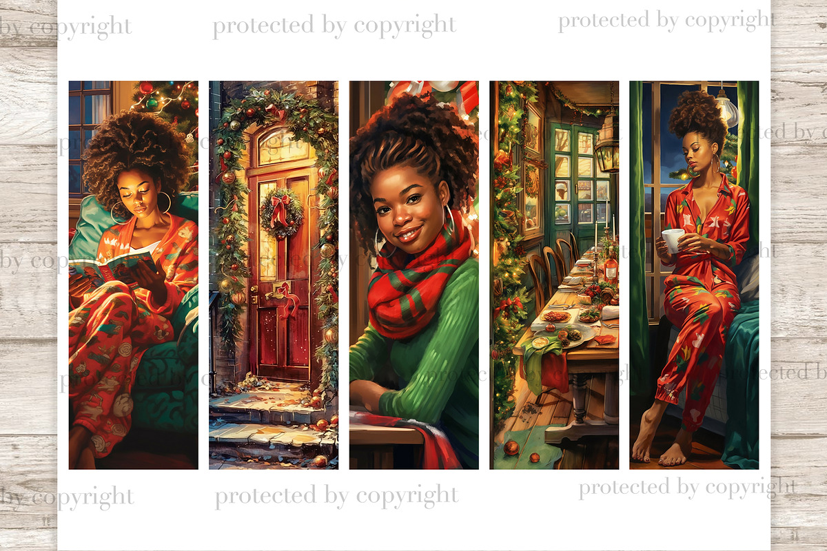 Xmas Printable Bookmarks, a Person Illustration by GlamArtZhanna (Photo 3 of 3)