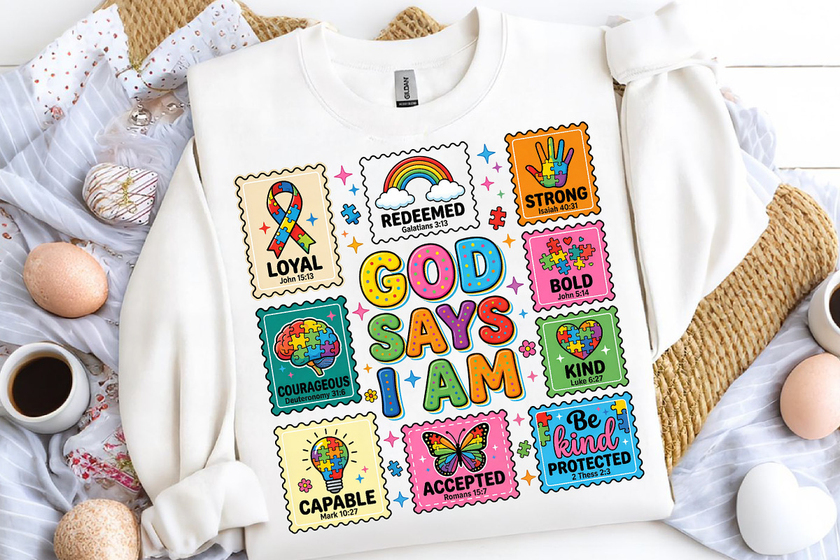 God Says I Am PNG, Autism Awareness, an Illustration by CreationArt (Photo 4 of 9)