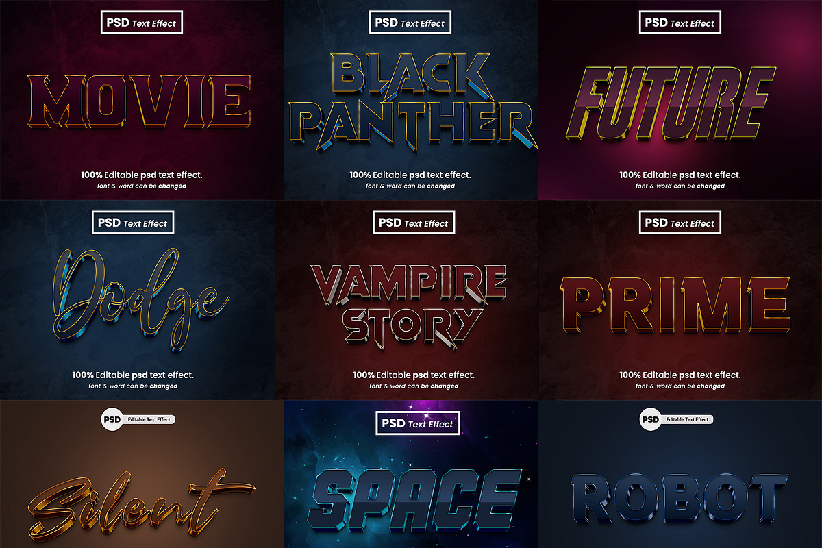 Cinema Movie 3D Editable Text Effect, a Brushes & More by Zamans