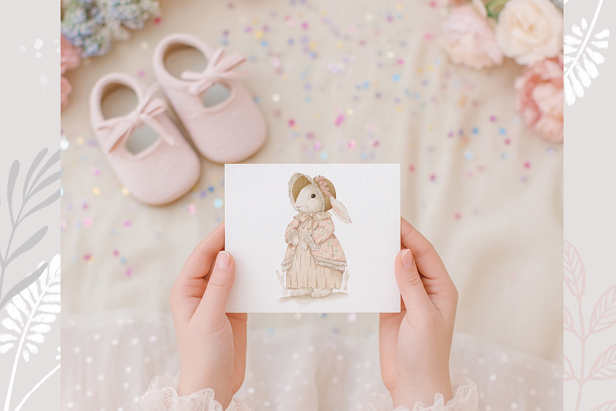 Vintage Summer Bunny Clipart Set, an Illustration by AlenaVlasko stock Market (Photo 4 of 5)