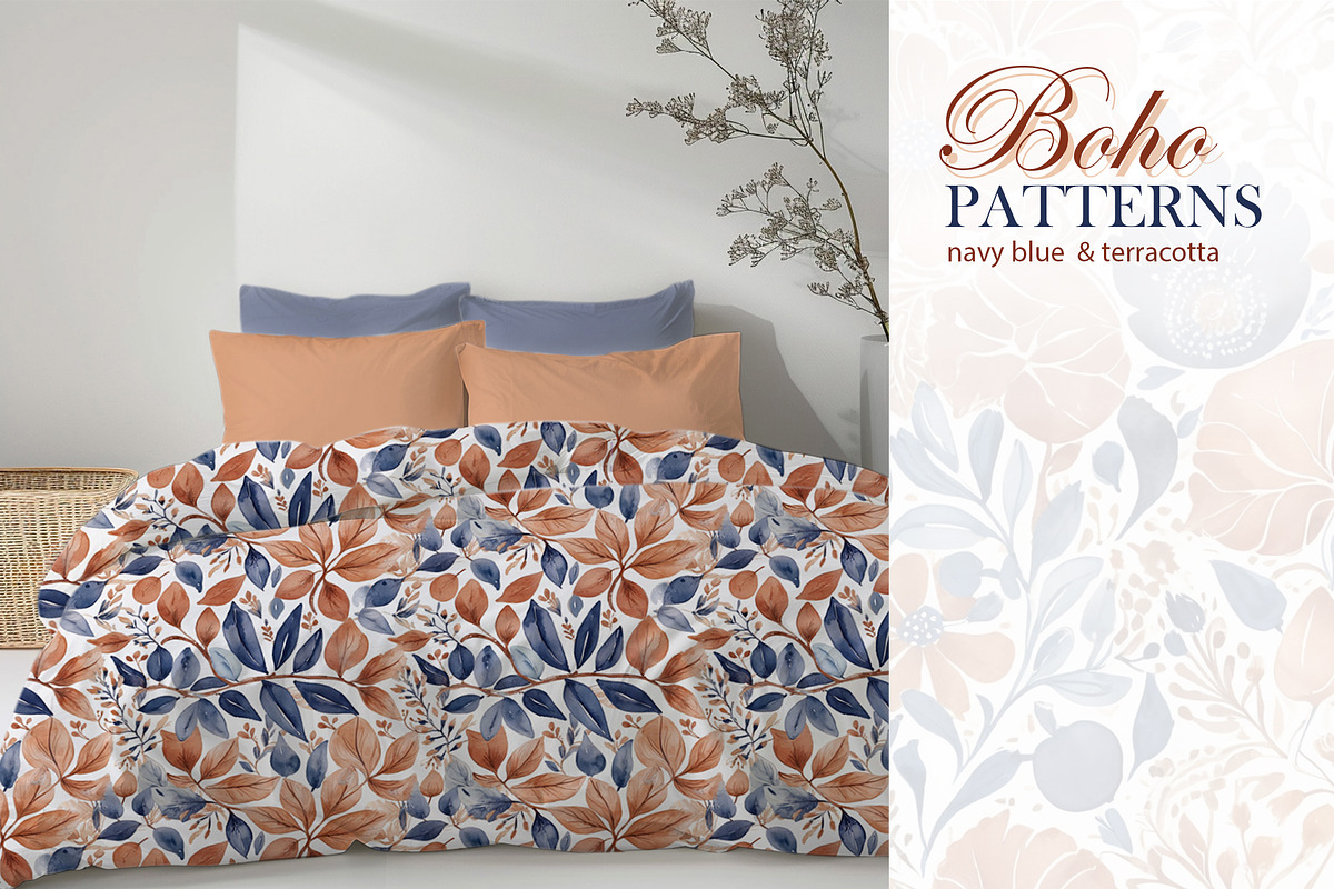 Boho Patterns, blue and terracotta, a Pattern Graphic by L- design studio (Photo 5 of 6)
