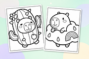 Capybara Coloring Pages for Kids, an Animal Illustration by Inkivelle Studio (Thumbnail 2 of 3)