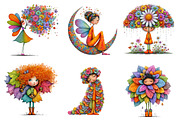 whimsical fairy  clipart, an Illustration by CreationArt (Thumbnail 2 of 5)