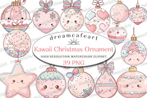 Pastel Kawaii Christmas Ornament, an Illustration by DreamCafeArt