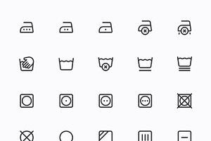 Laundry Symbols, Washing Line Icons