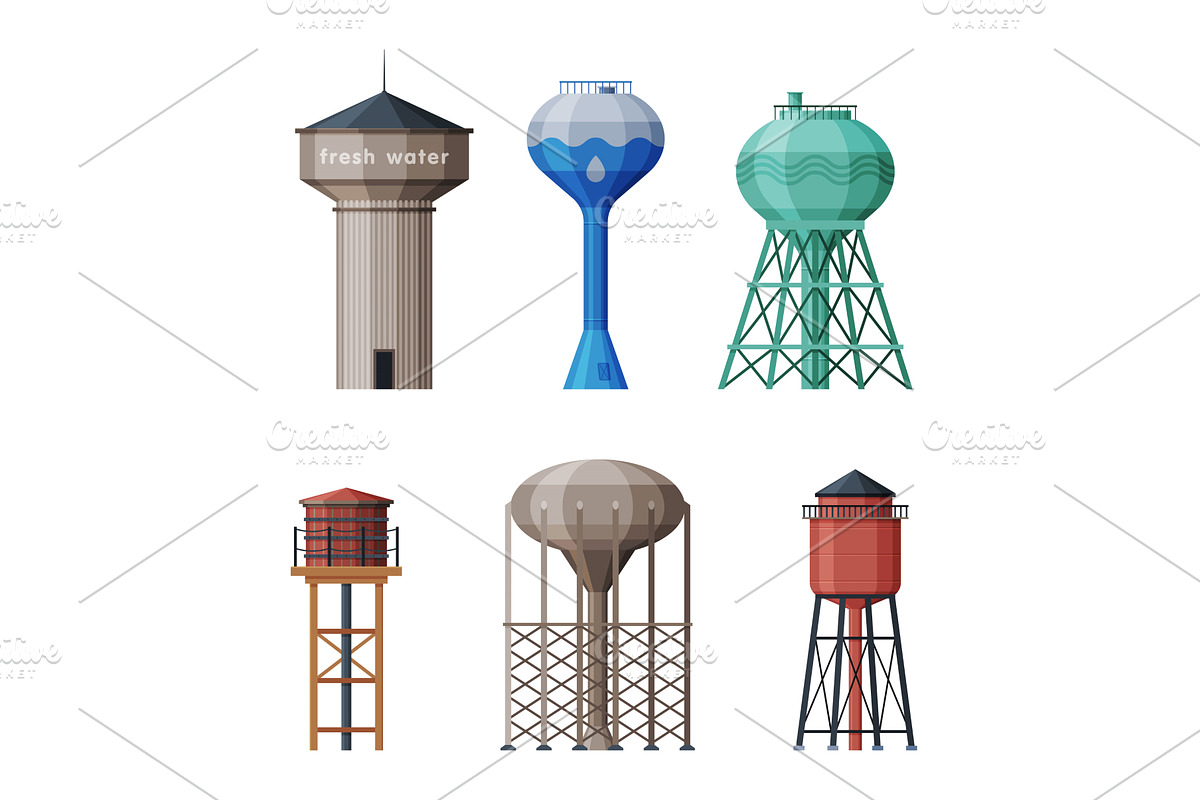 Elevated Water Tower with Tank as, an Illustration by TopVectors