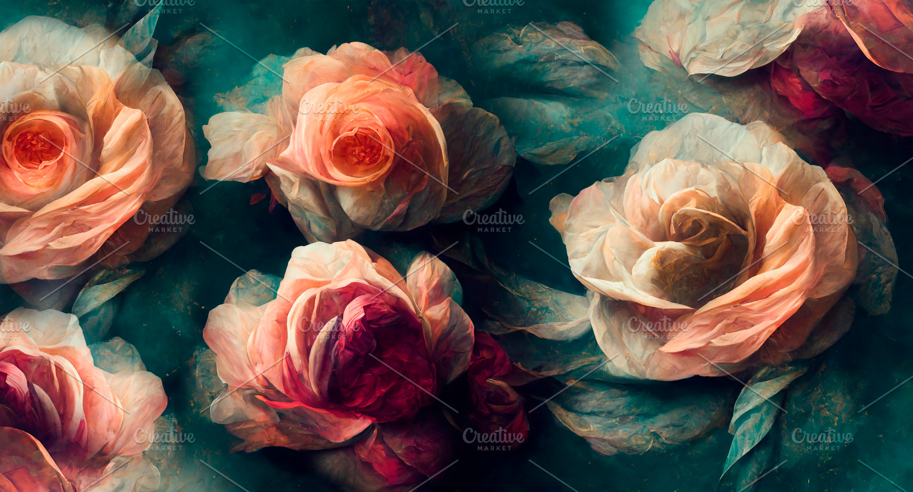 Pastel roses bouquet in baroque style. Vintage flower arrangemen, a Nature Photo by hitdelight