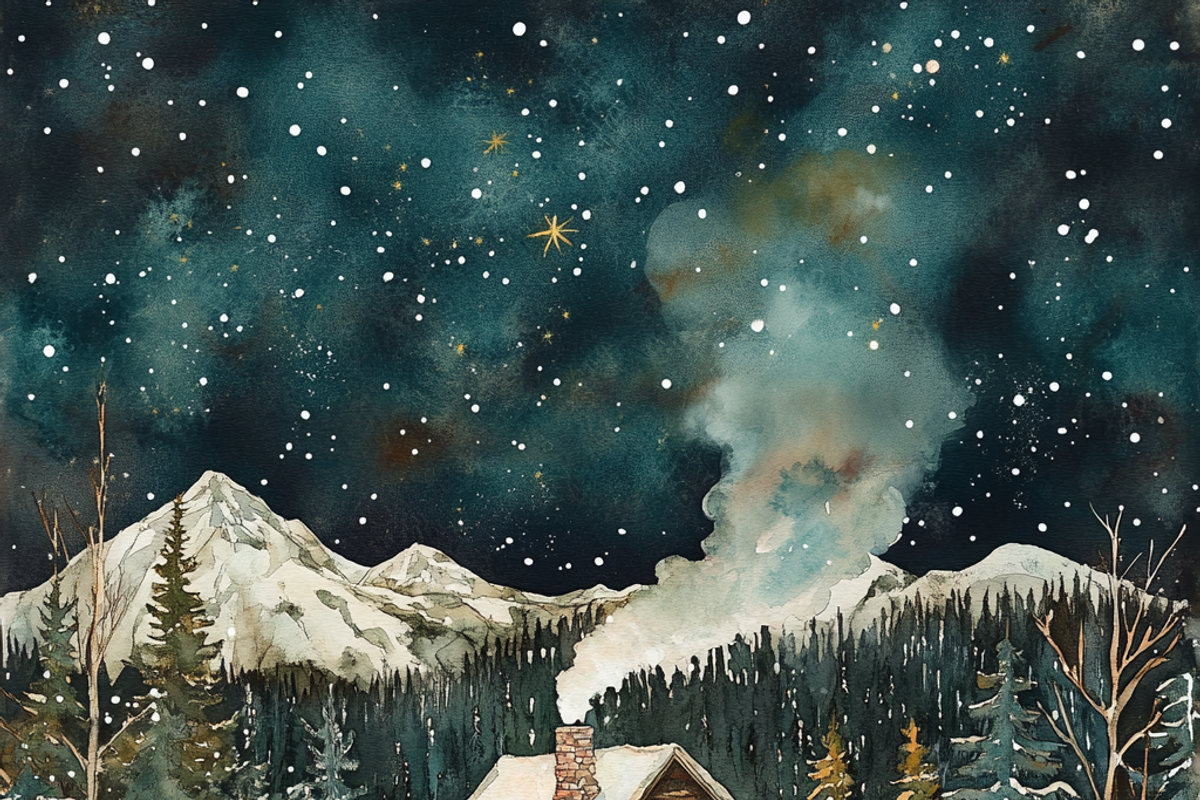 Vintage Snow-covered Mountain Cabin, a Background Graphic by Printable Treasure (Photo 8 of 8)