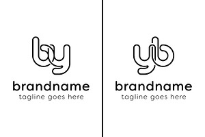 Letters BY and YB Monogram Line Logo, a Branding & Logo Template by Pray Art Design Studio