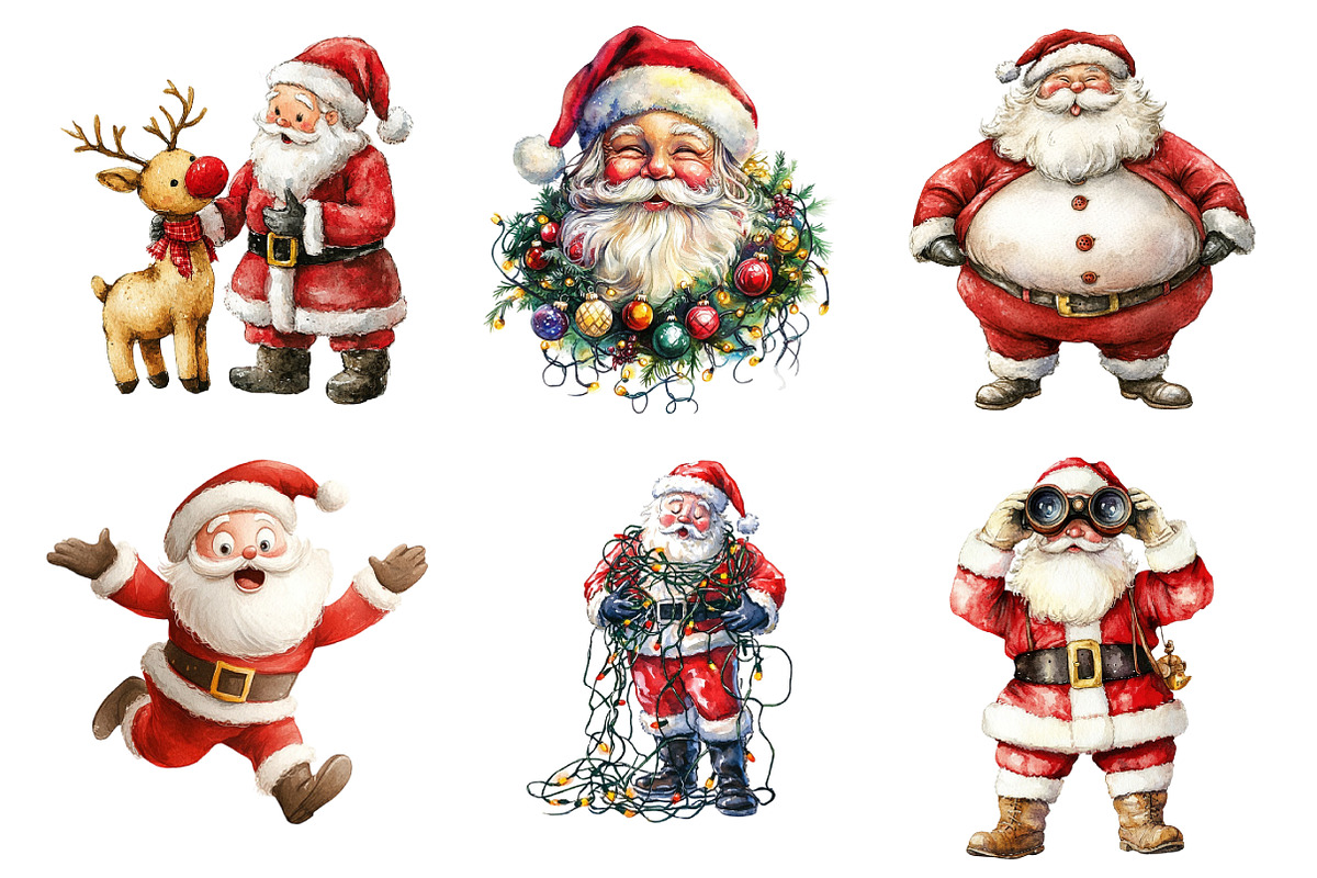 Funny Christmas Santa Clipart Bundle, an Illustration by Daily.Designs (Photo 4 of 5)