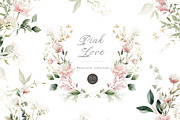 Pink Love floral clipart, a Decorative Illustration by heyiamalice (Thumbnail 1 of 9)