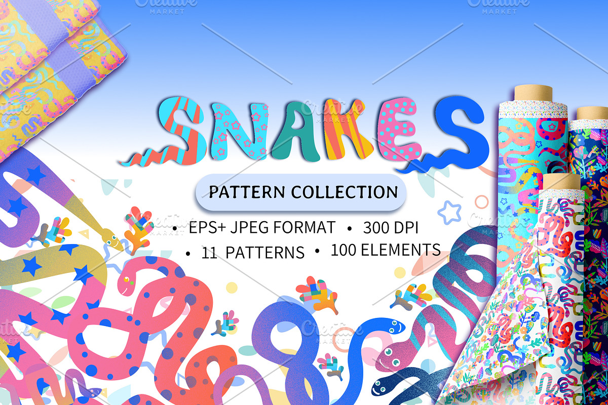 Snake pattern 100 ELEMEMENTS, a Pattern Graphic by Lineli (Photo 1 of 11)