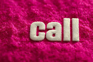 Call letters on pink velvet fabric create bold closeup typography for design an, an Illustration by AS photostudio