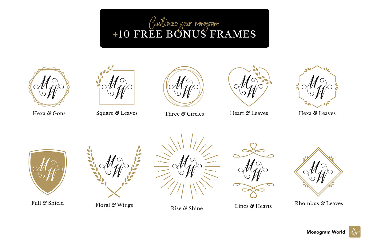 Wedding Monogram Set B, a Branding & Logo Template by Monogram World (Photo 7 of 8)