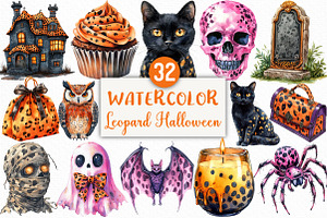 Watercolor Leopard Print Halloween, an Illustration by Craft Nest