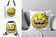 Evil Smileys Face. TShirt Sticker., a Decorative Illustration by KENO Mascots (Thumbnail 6 of 6)