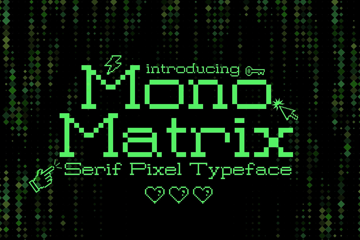Mono Matrix - 8Bit Serif Pixel Font, a Serif Font by HipFonts (Photo 1 of 7)