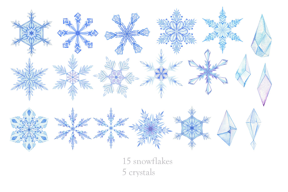 Snowflakes. Watercolor clipart, an Illustration by Love Watercolor Store (Photo 2 of 7)