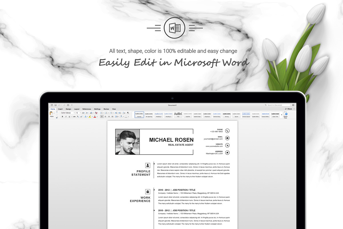 One Page Clean Resume / CV Template, a Resume Template by ResumeInventor (Photo 4 of 5)